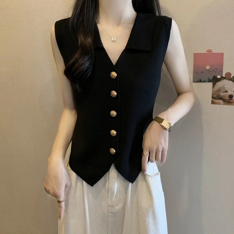 夏季新款大码女装时尚百搭无袖背心微胖妹妹宽松设计感遮肚子上衣