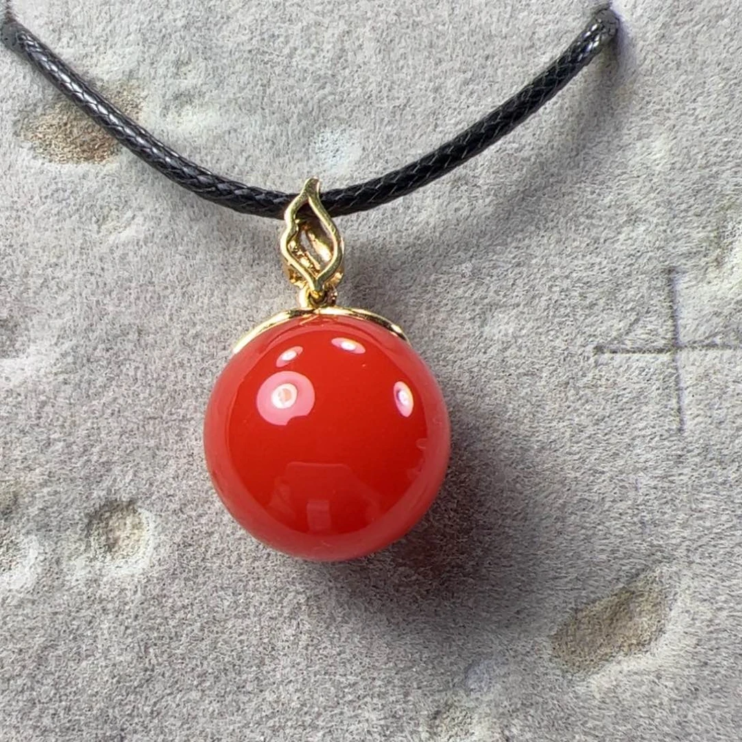 南红玛瑙18K金镶嵌15.3锁骨珠