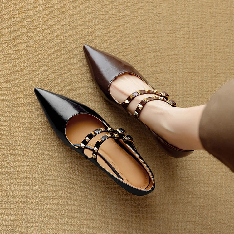 4cm里外全皮早春爆款中跟单鞋女尖头斜带玛丽珍女鞋细跟舒适2025