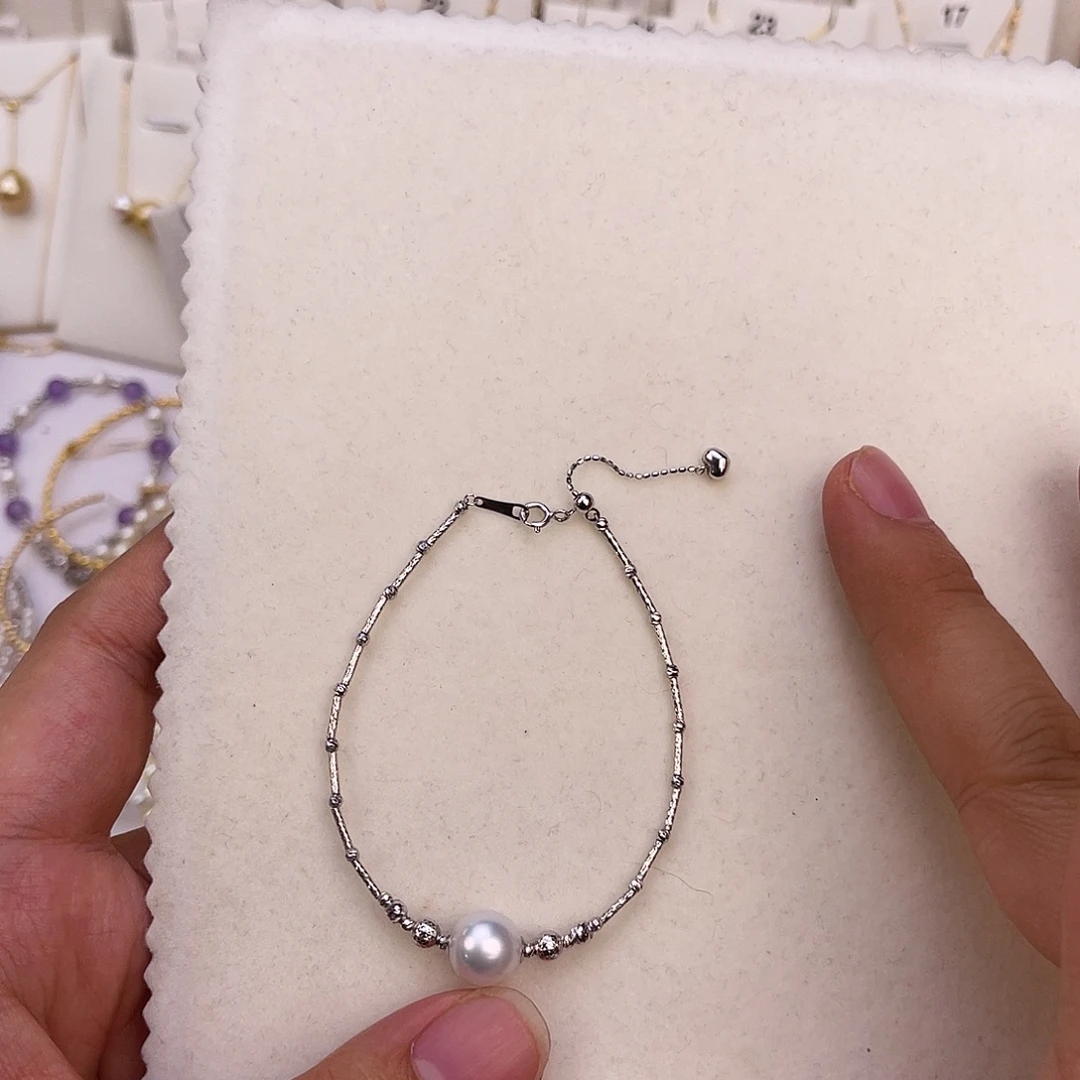 手绳18K金镶嵌海水珍珠