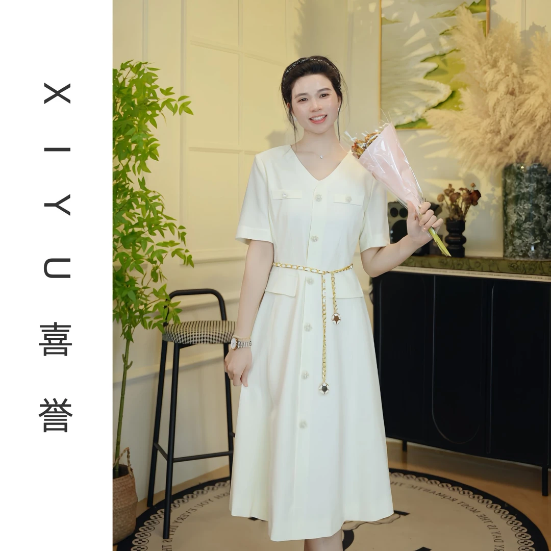 新款法式小香风连衣裙收腰A字裙2025新款爆款洋气夏季西装连衣裙