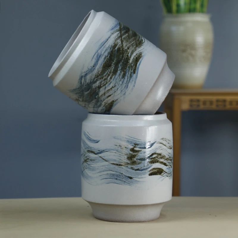 22#宜兴陶瓷 紫砂花盆 水波纹 蟹爪兰 小风车 高度24cm 口径17cm