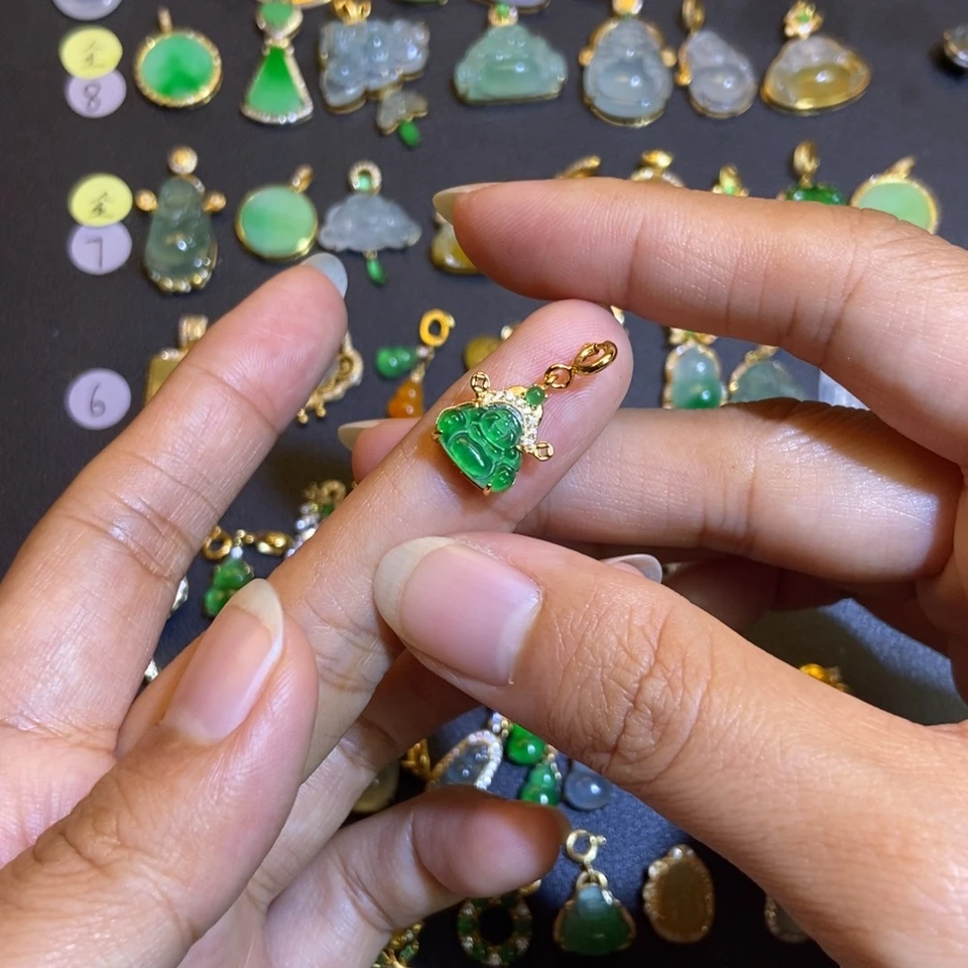 翡翠银S925镶嵌吊坠(不含链)