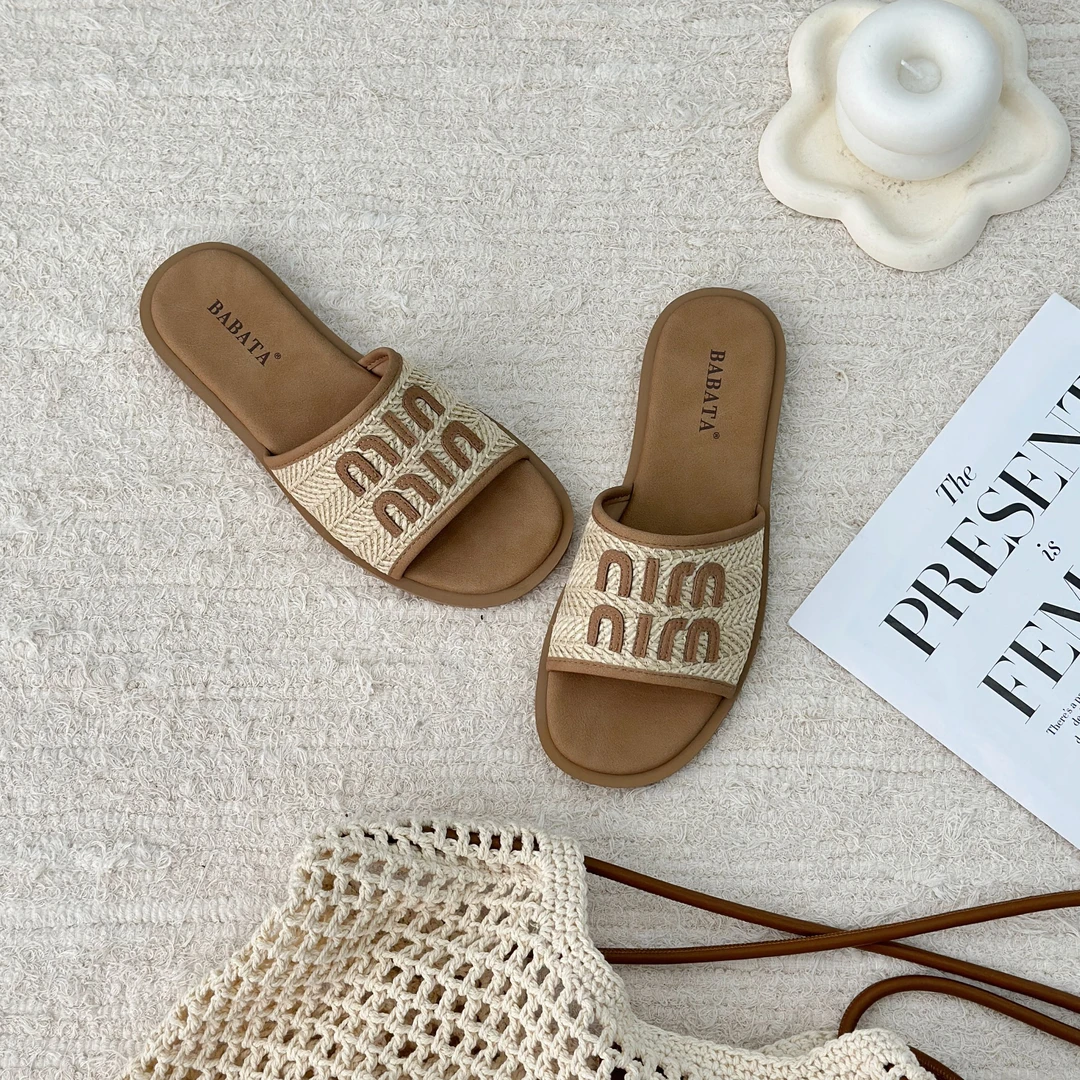 小香风时尚字母平底拖鞋655(6556600)【7788桃子1】