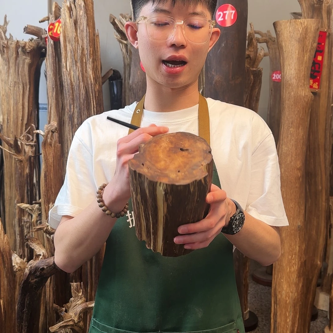 沉香摆件天然沉香原木摆件➕底座