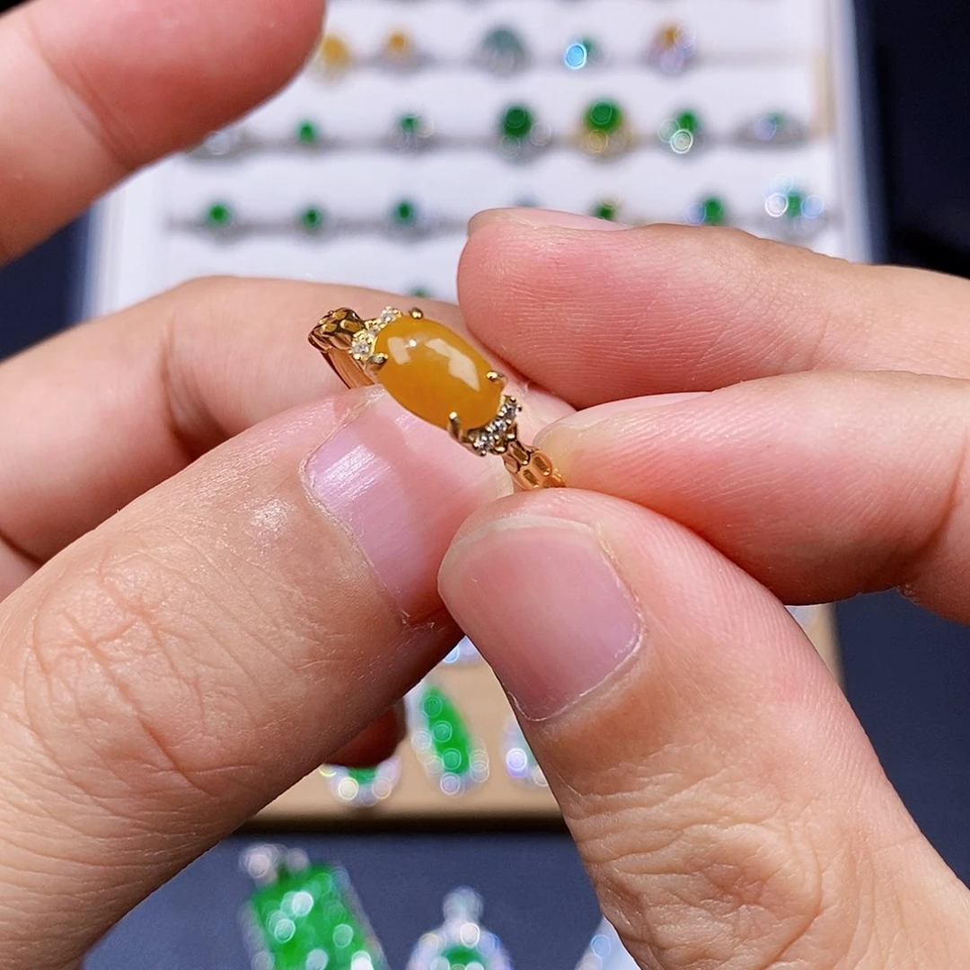 银S925镶嵌戒指翡翠戒指