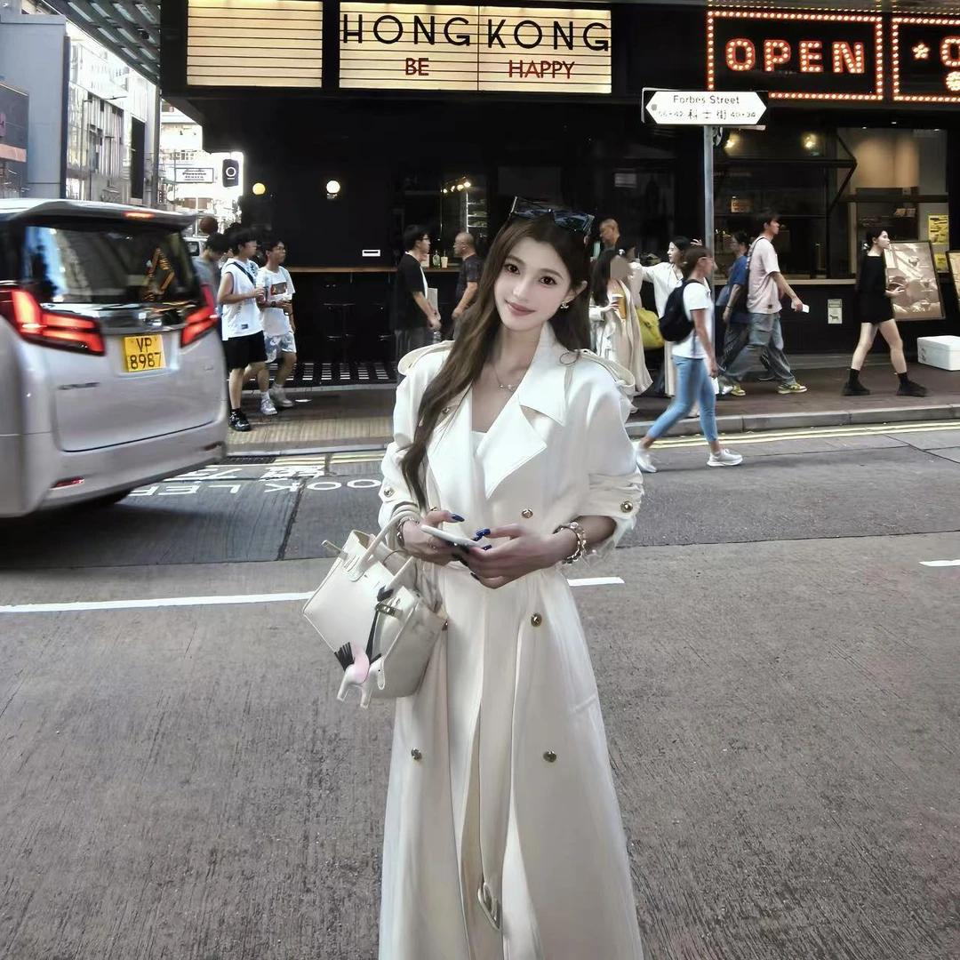 2025春秋季新款垂直感御姐高级感金色扣子风衣外套328