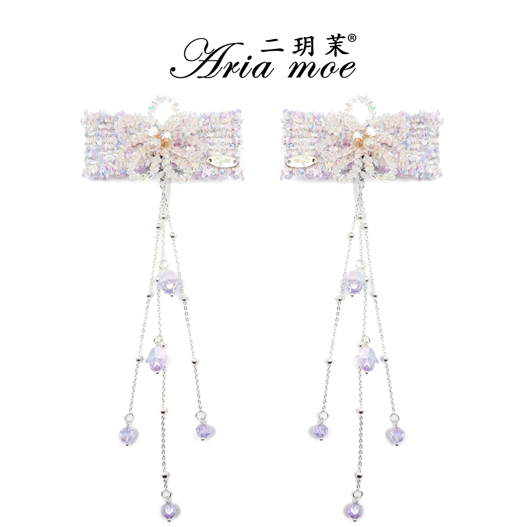 二玥茉【梦马生花】原创仙女水晶花朵侧边夹小香氛围流苏鸭嘴夹对夹