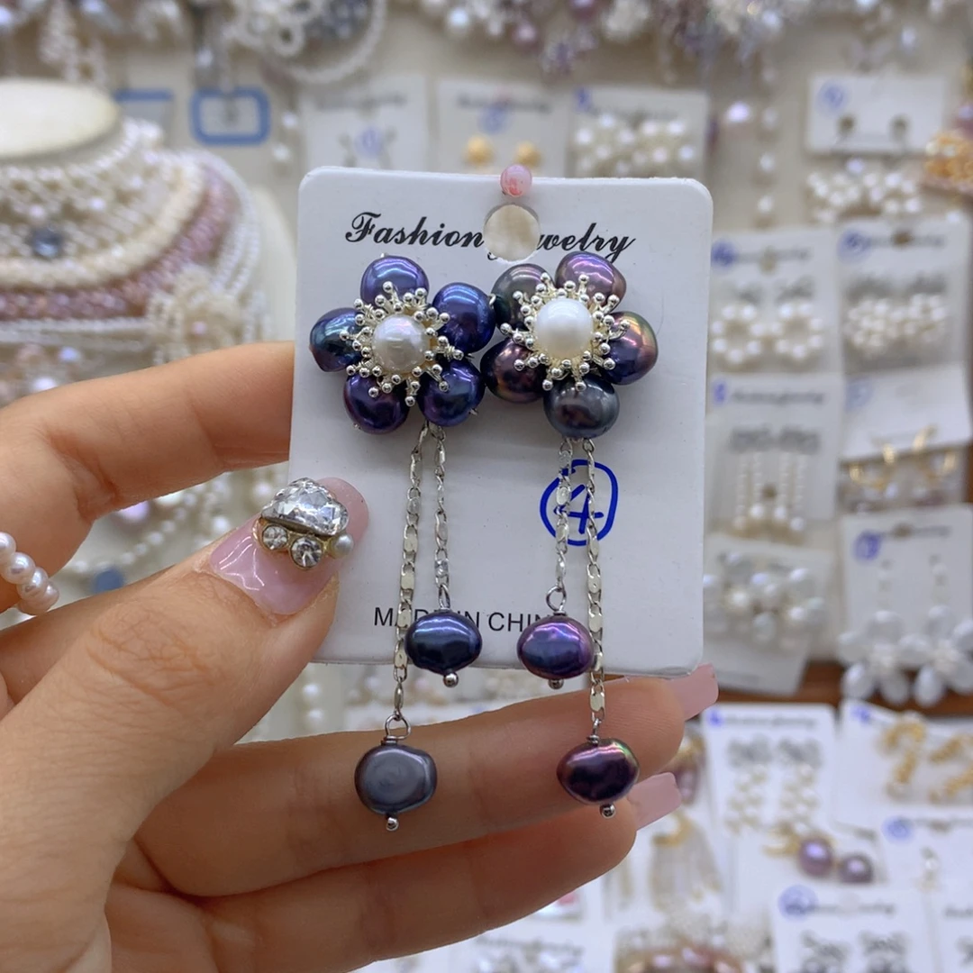 银S925镶嵌淡水珍珠项链耳饰