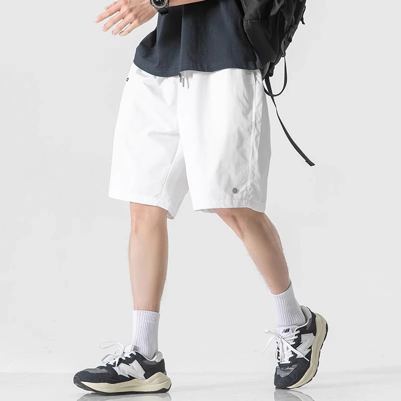 Salodac男士白色运动短裤男潮牌美式冰丝速干裤新款夏季五分裤