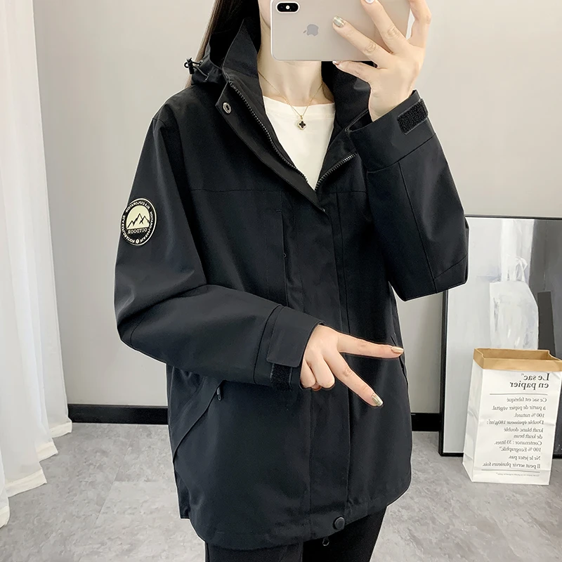 春秋季冲锋夹克外套女户外运动防风防水男女同款登山服潮流宽松男