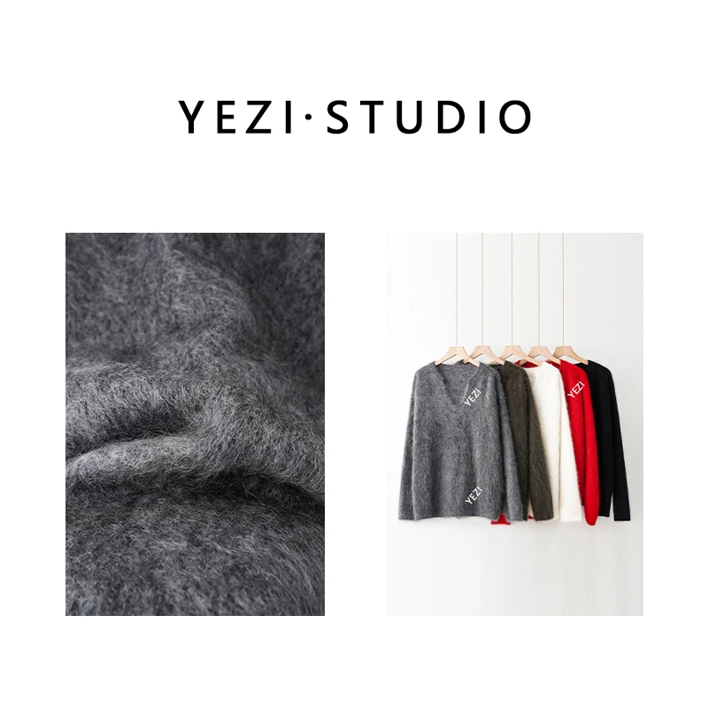 叶子定制【静奢主义】百百山羊绒拉毛V领针织毛衣24419523-12/31