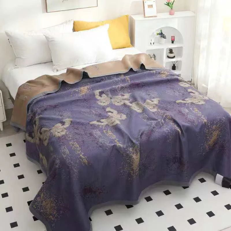 【蝴蝶紫色】230*250cm高端A类柔软亲肤透气舒适可机洗四季可用床盖