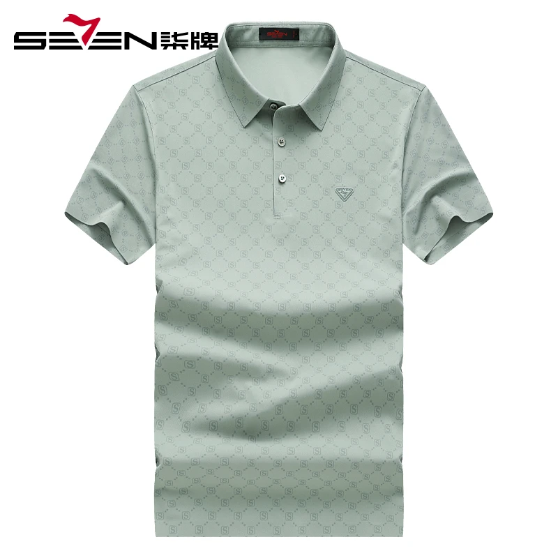 【无缝工艺】柒牌时尚印花polo衫男短袖 2025夏季新款男士高级感T恤