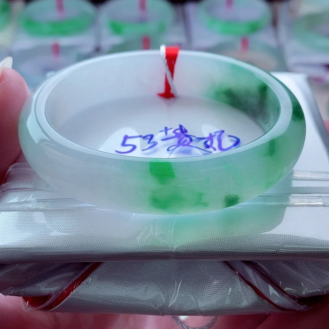 翡翠未镶嵌手镯（贵妃镯）902阳绿翠绿半山半水高贵优雅