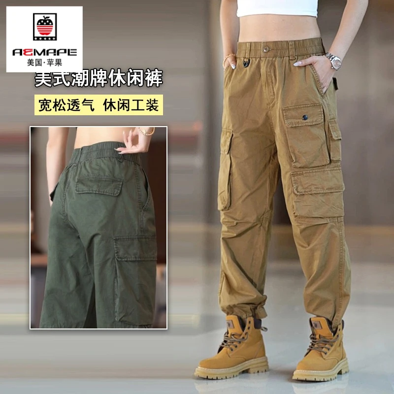 2025冬季新品纯棉工装裤男潮流美式户外休闲裤复古百搭宽松束脚裤