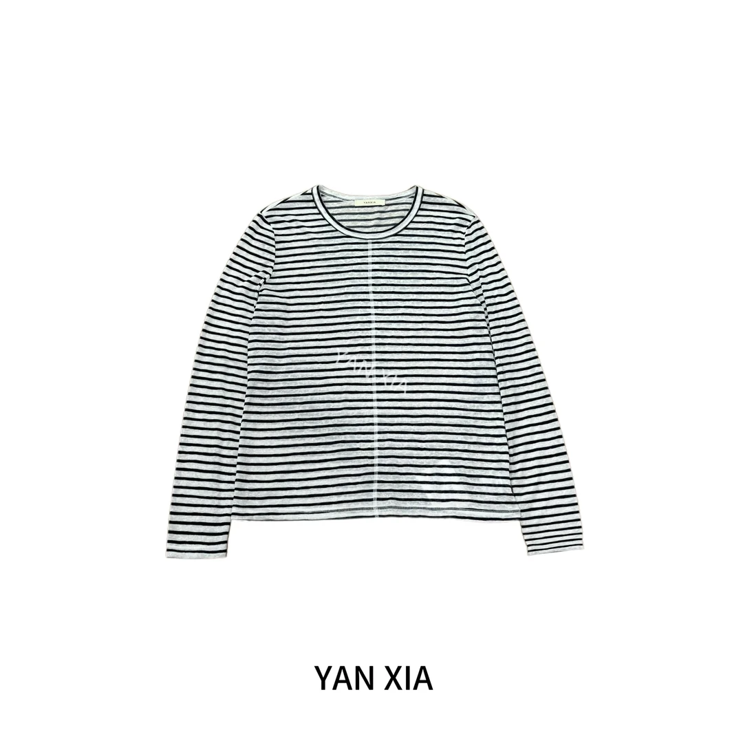 "自带筋骨感' 圆领长袖打底 一年四季款 条纹打底上衣 女款 W-148