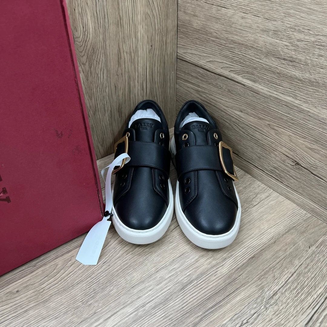 99新 BALLY/巴利 黑色金属方扣板鞋 37码/99新/原盒防尘袋