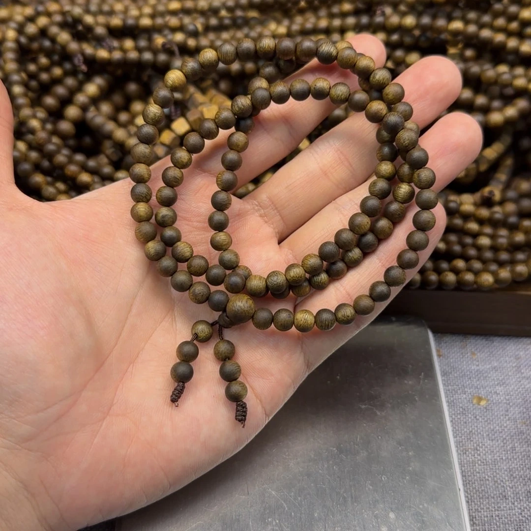 沉香碎屑沉香勾丝+06圆珠多圈95沉虫漏海南莺歌绿