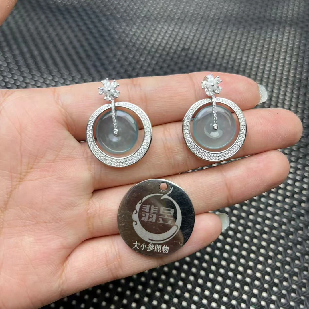 翡昱-N19-18324-天然A货翡翠平安扣吊坠s925银镶-多样性发其一D
