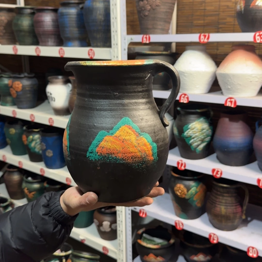 红陶红陶浮雕花盆炸炸炸