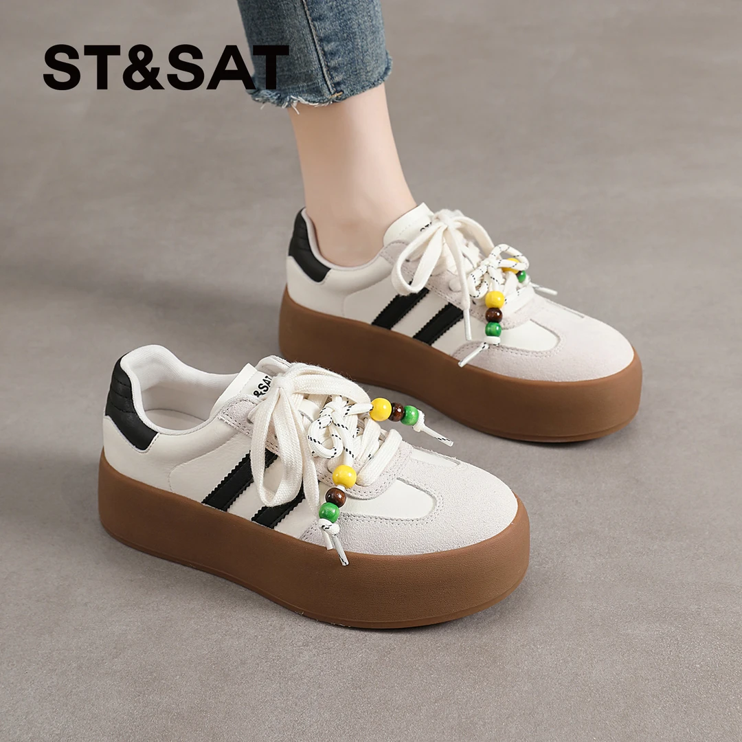 星期六复古德训鞋女2025新款增高爆款阿甘鞋显脚小休闲厚底小白鞋