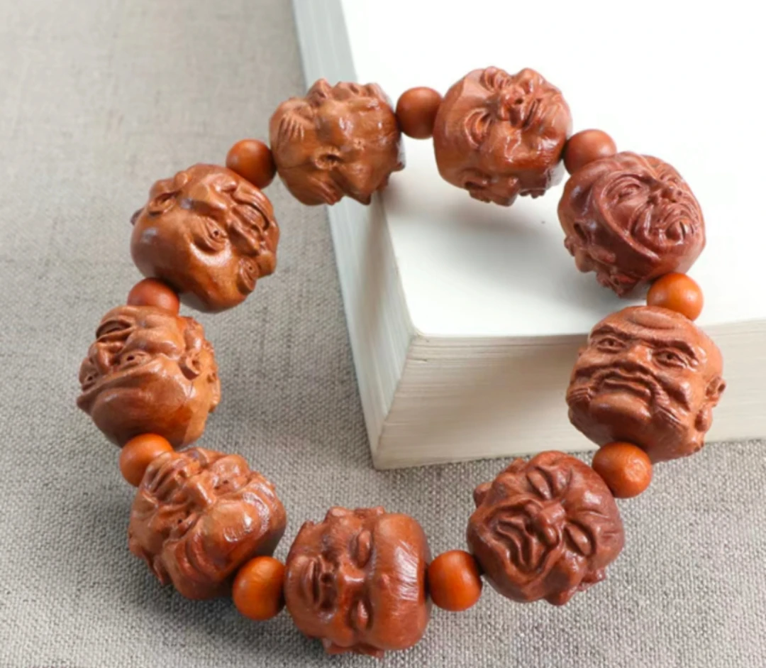 王师兄推荐手串-桃木十八罗汉精雕-z4