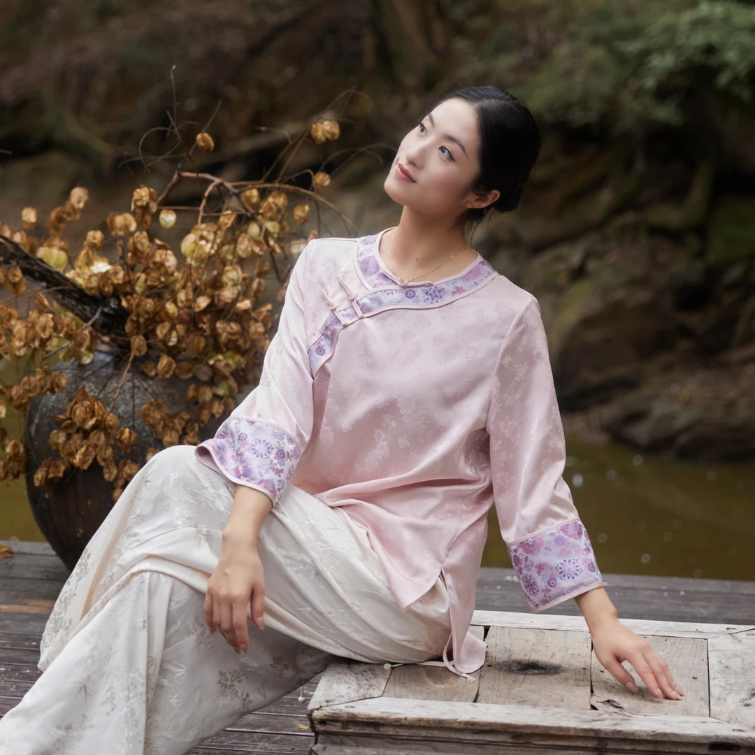 初衣织梦提花系列紫锦烟染古典舞服上衣