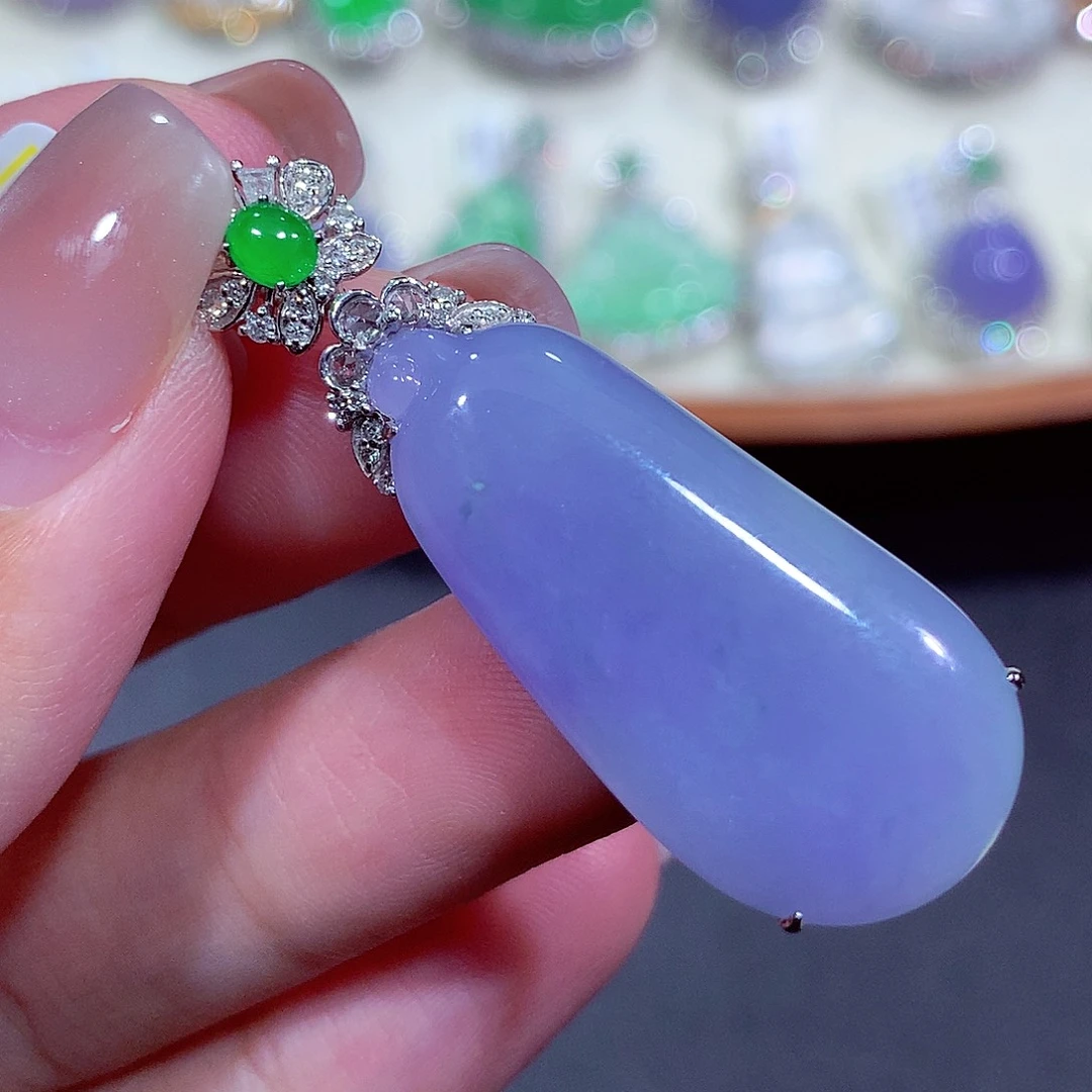 翡翠18K金镶嵌吊坠(不含链)