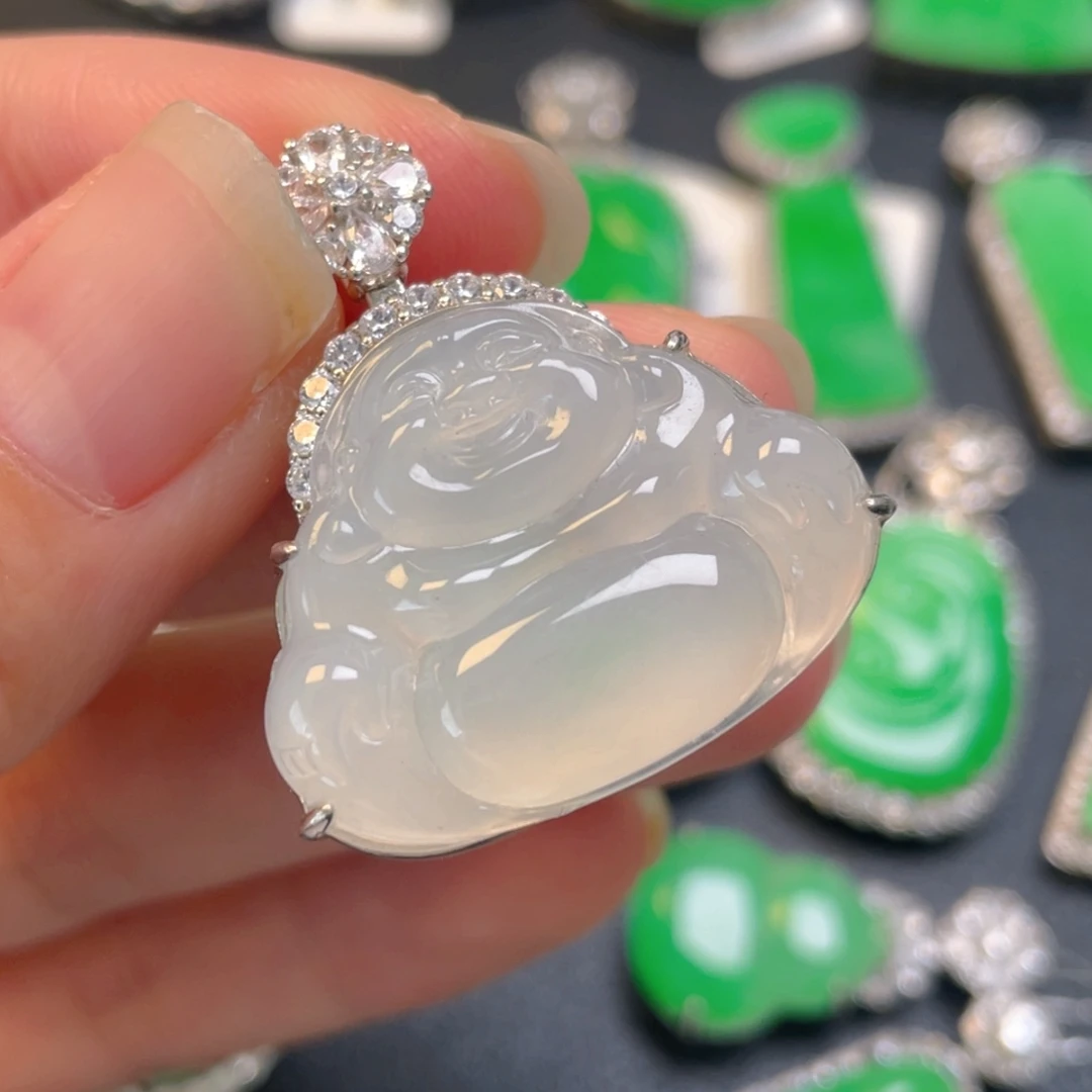 翡翠银S925镶嵌吊坠(不含链)