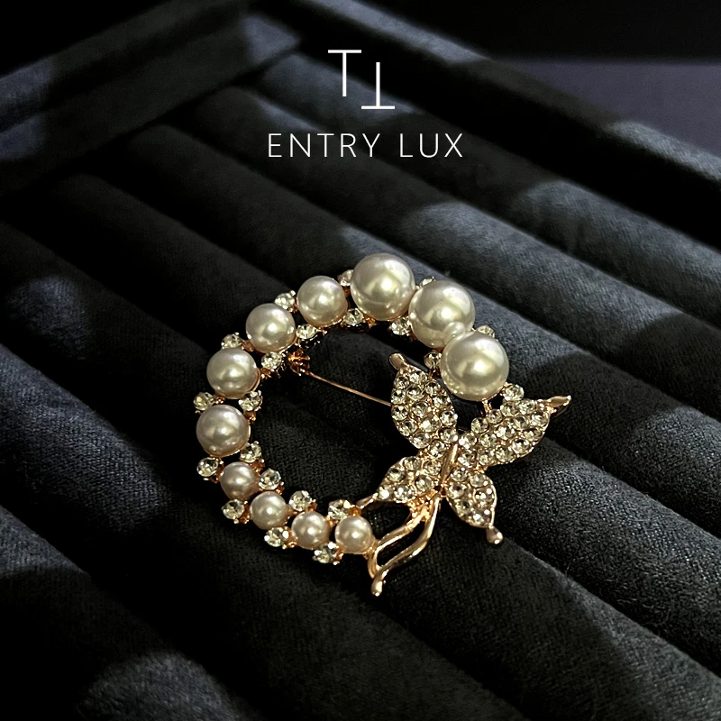 铜合金羽毛胸针 铜合金/ TT-ENTRY LUX【蝴蝶-胸针】合成立方锆 T20