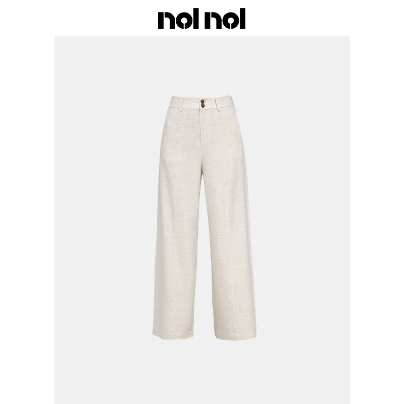 [ nolnol ]奥地利兰精天丝+亚麻阔腿裤 / 老钱美拉德 /