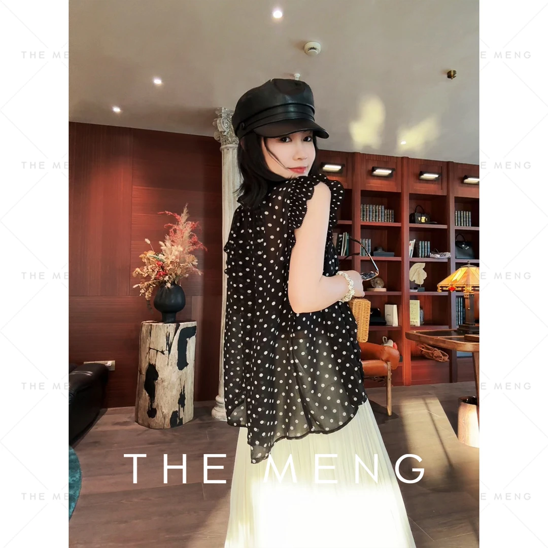 THE MENG【海风】波点优雅通勤显瘦无袖罩衫#M252B0020+M252B0157