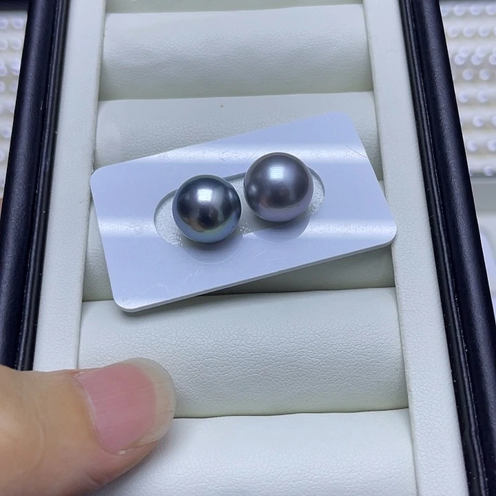 ****然海水珍珠裸珠两颗海水铂金灰裸珠
