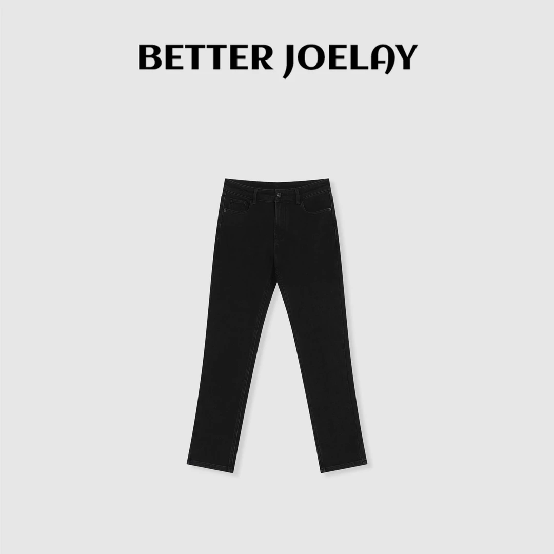 BETTERJOELAY-【酷黑修身】高端百搭牛仔裤加绒秋冬休闲裤JG9678