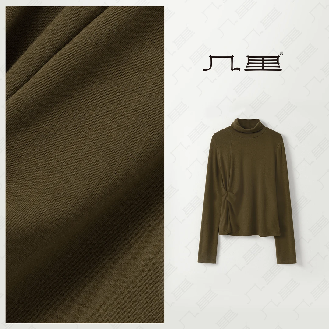 （几里）纯色气质休闲复古百搭T恤 衣长56 胸围98 1100494