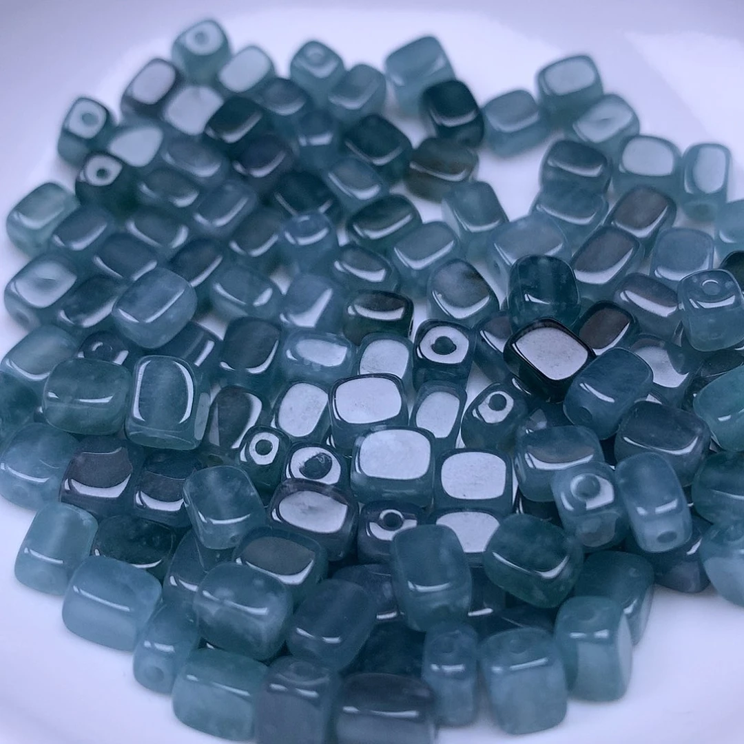 翡翠散珠危蓝方珠50颗卡6
