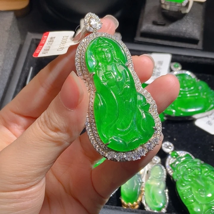 翡翠银S925镶嵌吊坠(不含链)