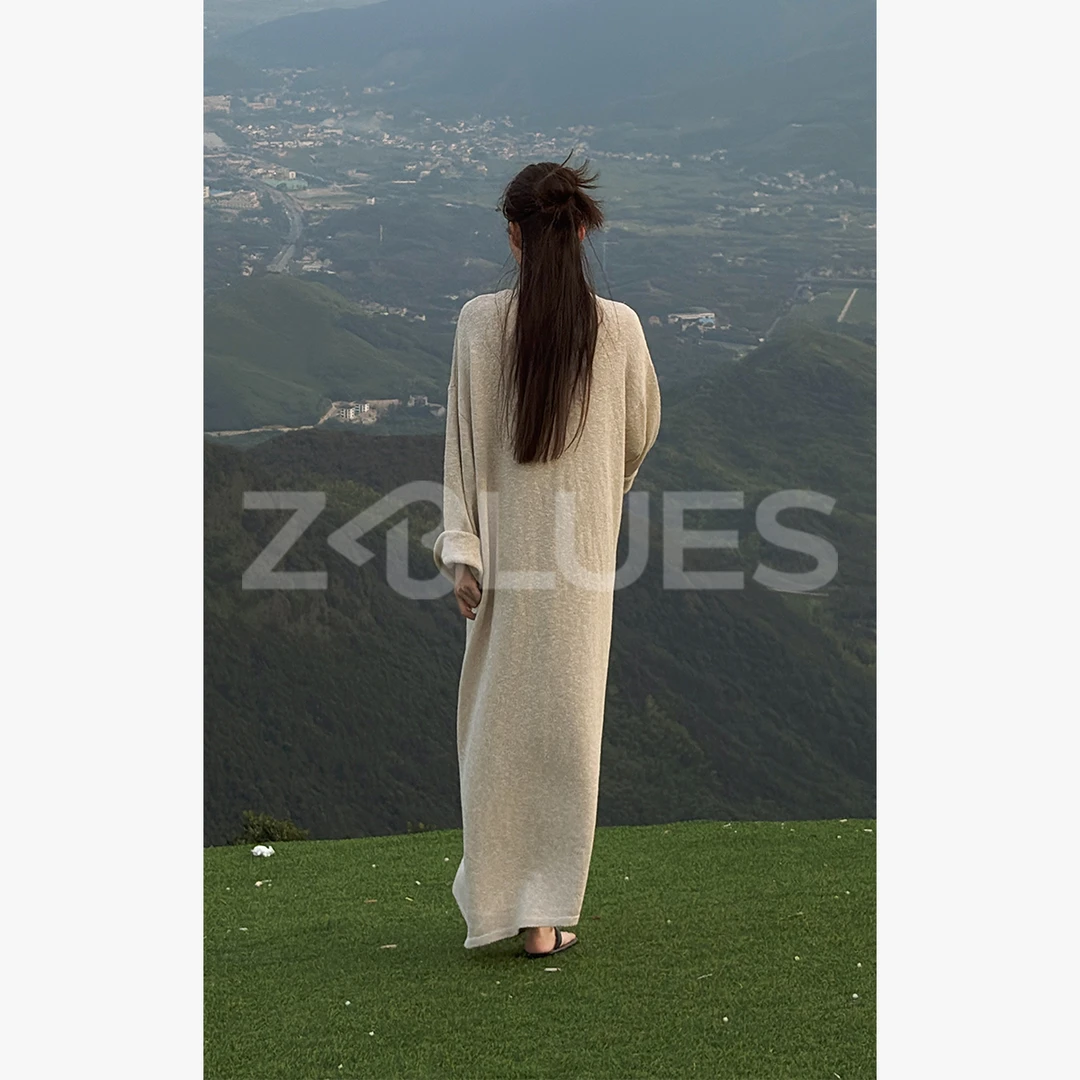 Z.blues【清冷艺术生】时髦康宝莱棉麻丝混纺纱线针织裙YZHLFS0087