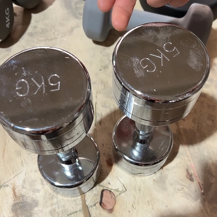 全新电镀纯钢小哑铃5公斤一对