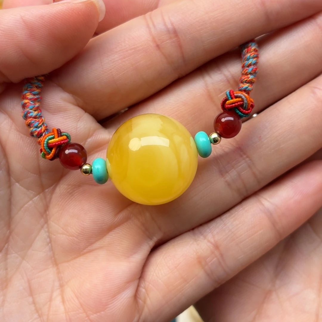 蜜蜡未镶嵌裸石20+蜜蜡锁骨链