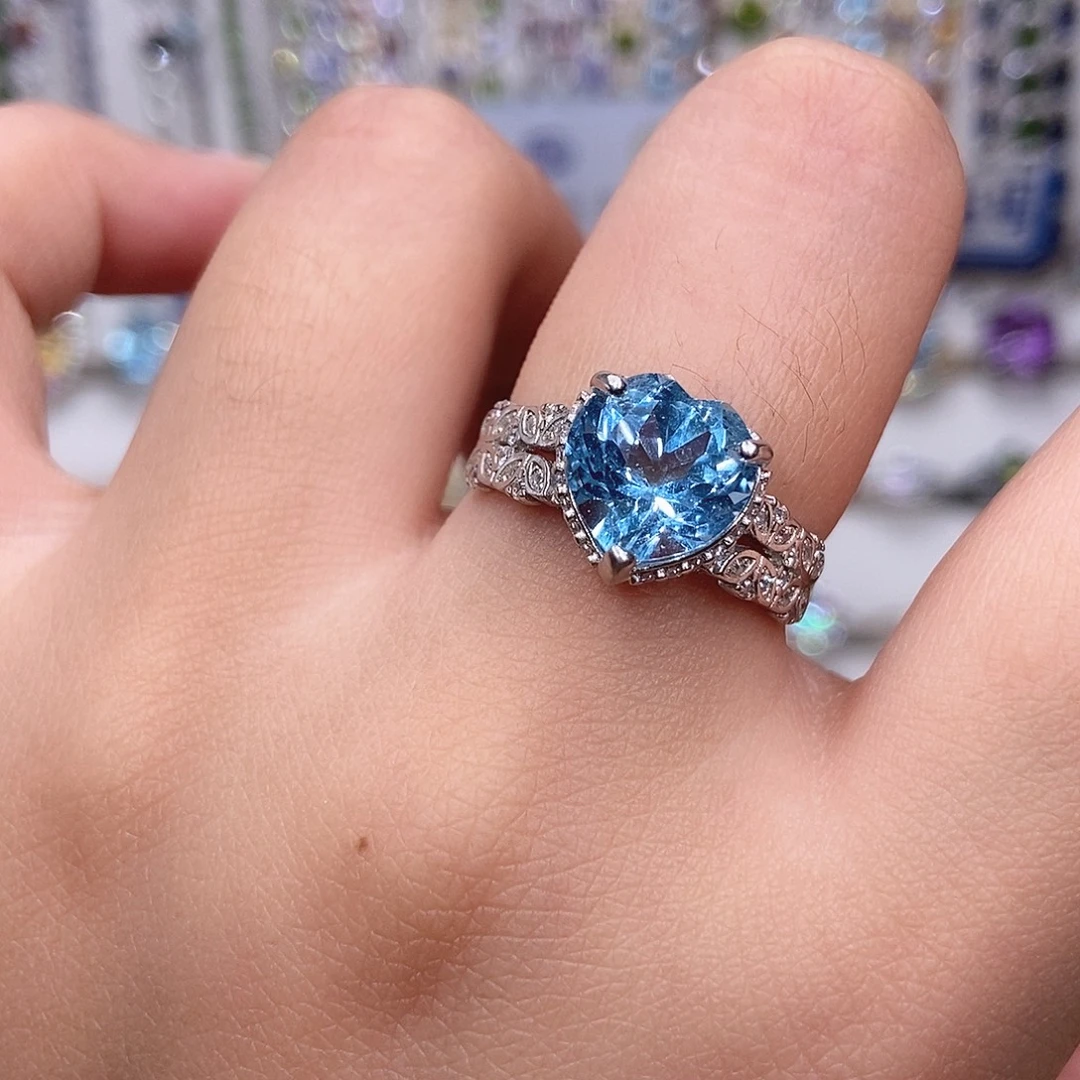 托帕石戒指银S925镶嵌