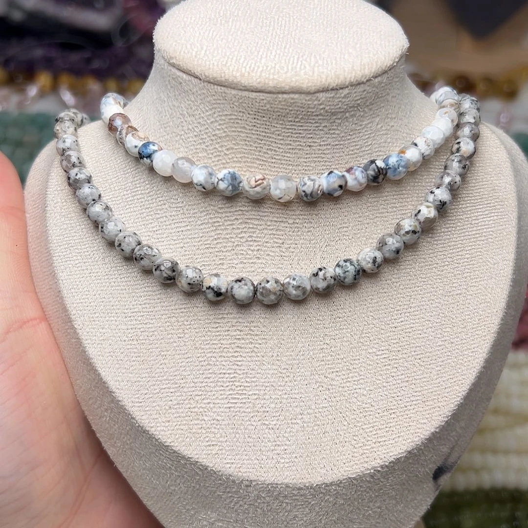 玛瑙/玉髓合金珠宝半成品I436。6mm刻面圆珠两条