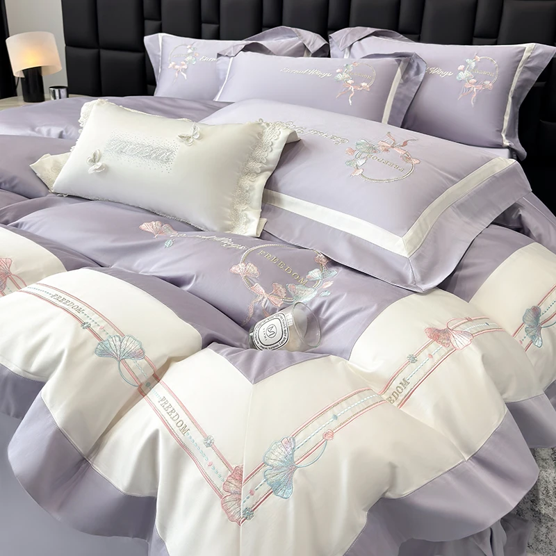 高级感纯棉长绒棉床上四件套全棉床单四季款被套轻奢亲肤裸睡床品