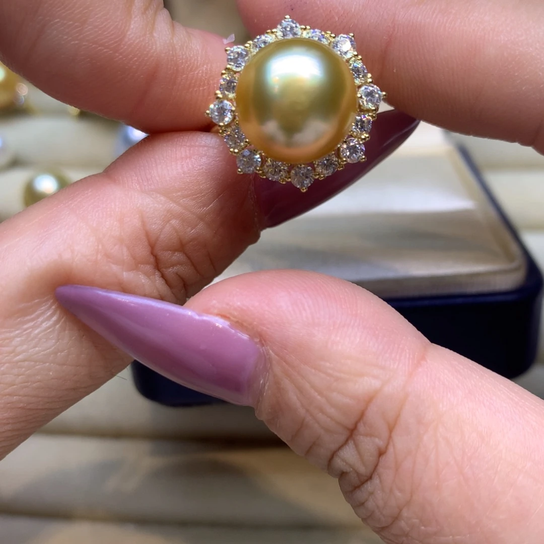 银S925镶嵌戒指海水珍珠