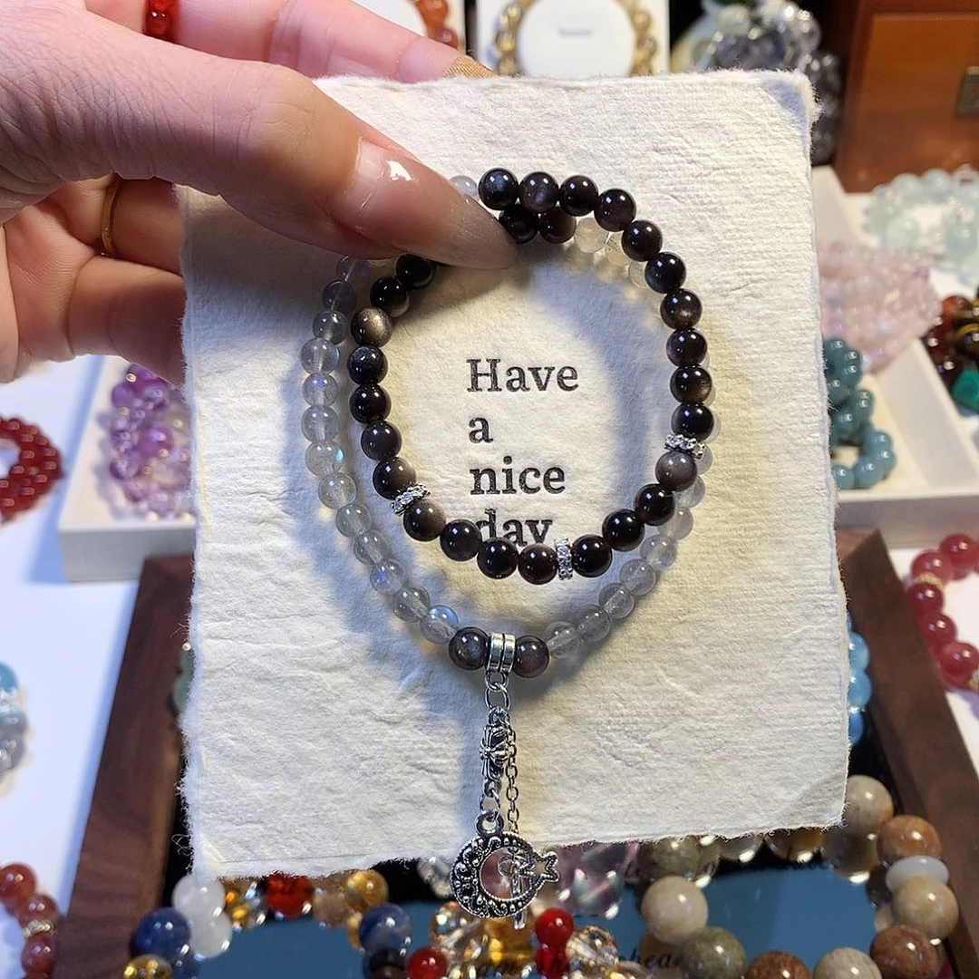 灰月光银曜石双圈