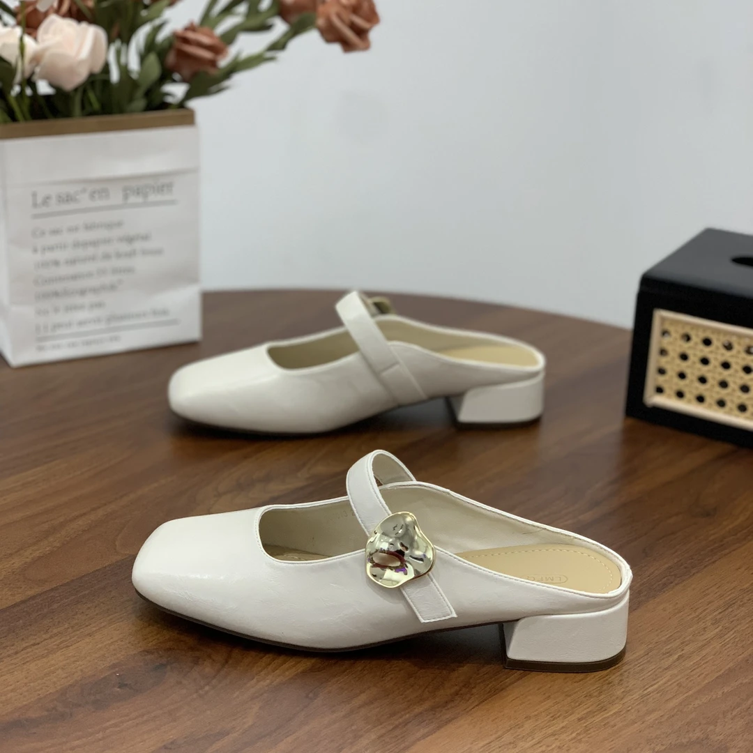 晚晚风气质温柔包头半拖鞋女2025新款春季粗跟法式配裙子外穿凉拖