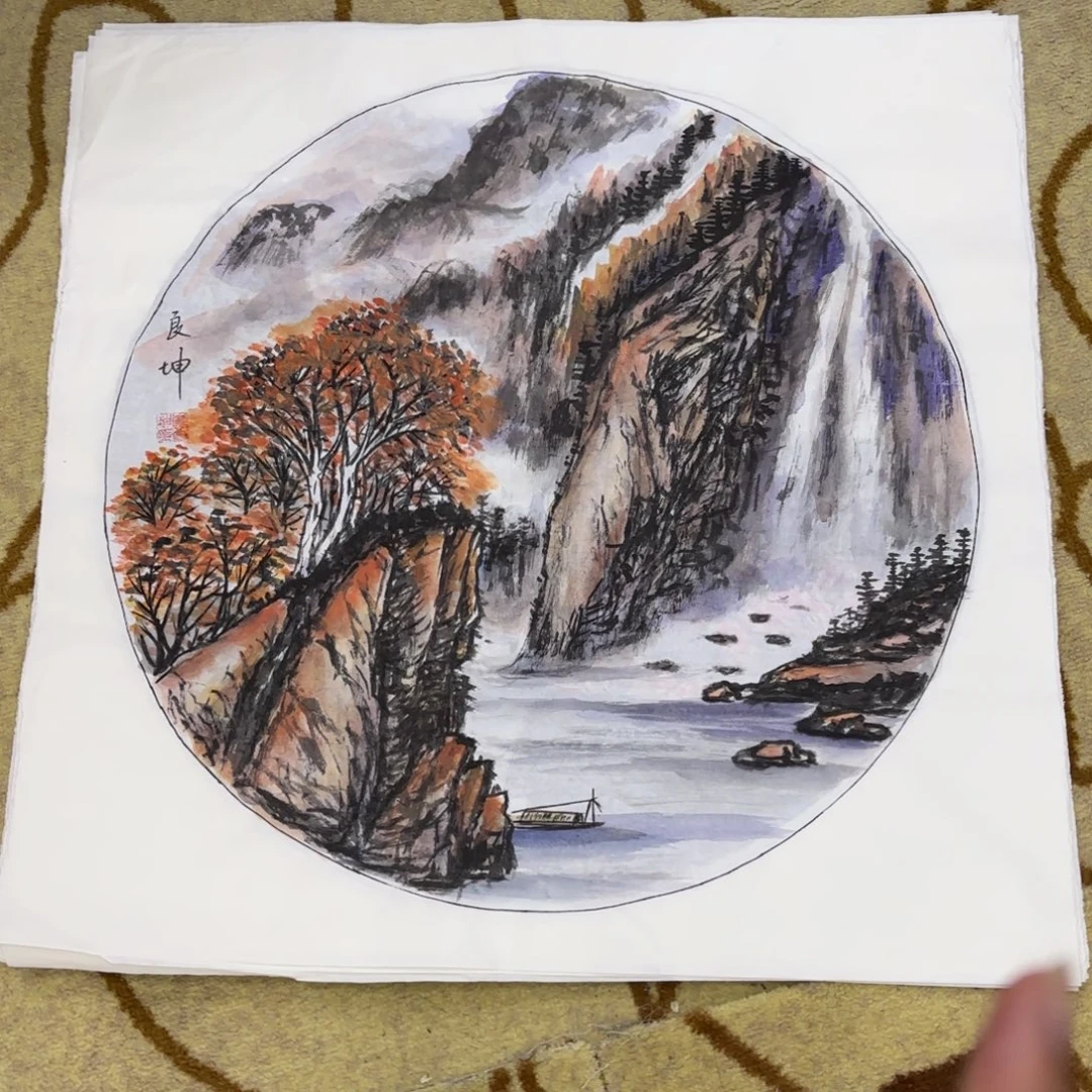 国画崔良坤斗方作品童