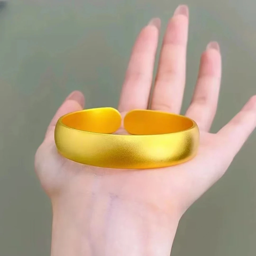 12mm素面轮胎泥鳅背开口手镯女款手环磨砂超宽面镯子