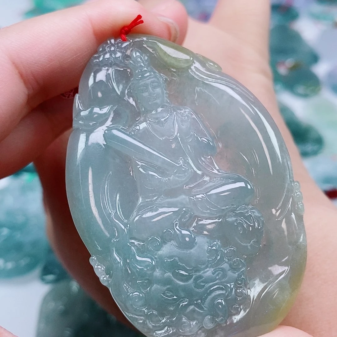 翡翠未镶嵌颈饰天然缅甸A货翡翠文殊